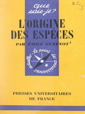 cover image of L'origine des espèces